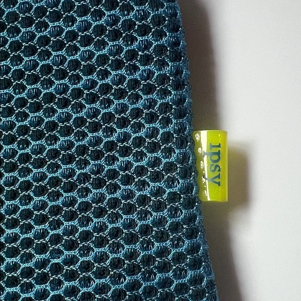 Ipsy Blue Mesh Pouch with Neon Accents
